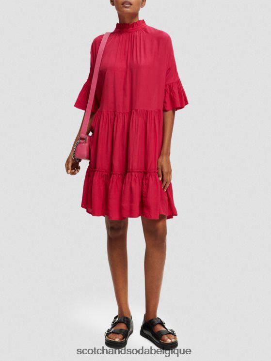 vêtements Scotch & Soda robe courte à volants et volants- Scotch and Soda Liﾨﾨge tarte aux cerises 6BZRBF24