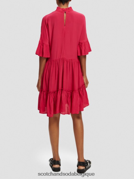 vêtements Scotch & Soda robe courte à volants et volants- Scotch and Soda Liﾨﾨge tarte aux cerises 6BZRBF24