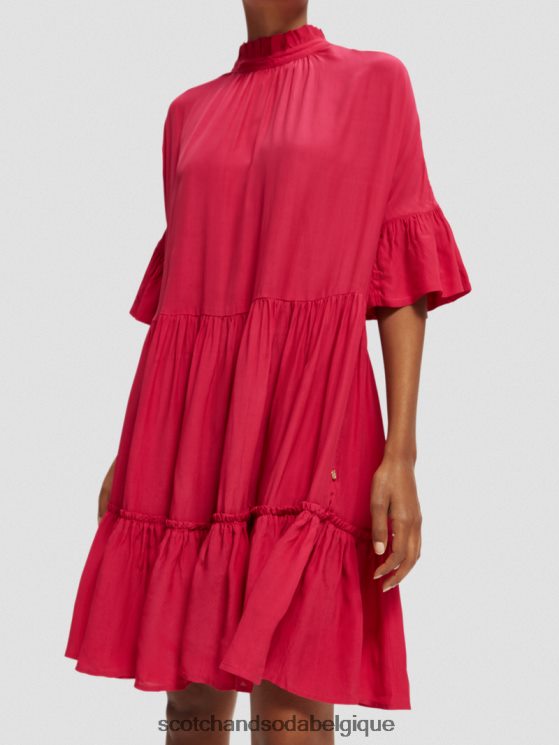vêtements Scotch & Soda robe courte à volants et volants- Scotch and Soda Liﾨﾨge tarte aux cerises 6BZRBF24