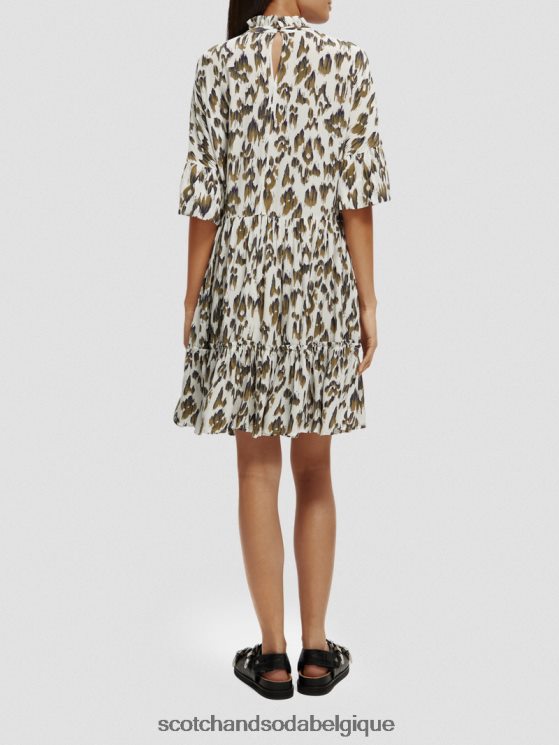 vêtements Scotch & Soda robe courte à volants et volants- Scotch and Soda Namur vert armée ikat brossé 6BZRBF22