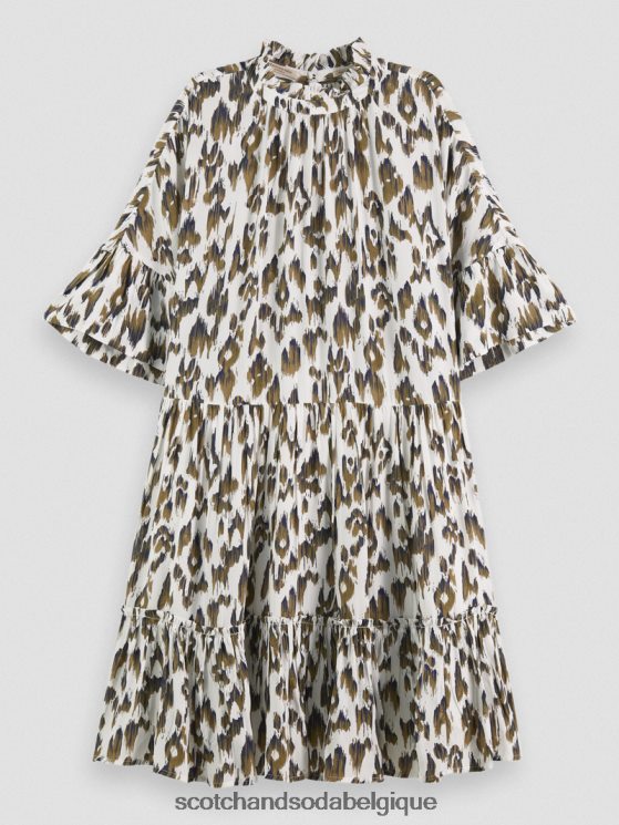 vêtements Scotch & Soda robe courte à volants et volants- Scotch and Soda Namur vert armée ikat brossé 6BZRBF22