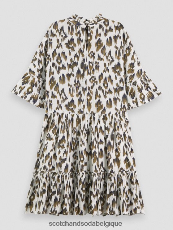 vêtements Scotch & Soda robe courte à volants et volants- Scotch and Soda Namur vert armée ikat brossé 6BZRBF22