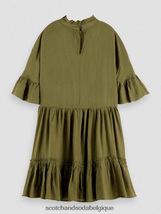 vêtements Scotch & Soda robe courte à volants et volants- Scotch and Soda femme vert armée 6BZRBF23