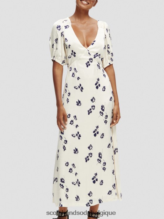 vêtements Scotch & Soda robe longue à col en V et dos nu- Scotch and Soda Belgique tulipes 6BZRBF2