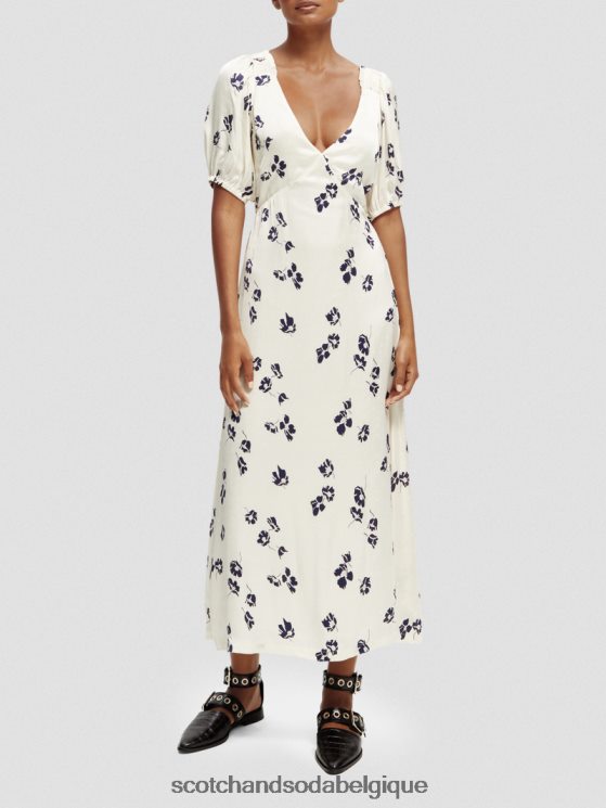 vêtements Scotch & Soda robe longue à col en V et dos nu- Scotch and Soda Belgique tulipes 6BZRBF2