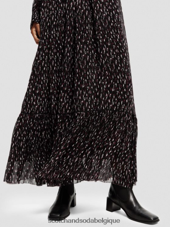vêtements Scotch & Soda robe longue à manches longues et col en V à volants- Scotch and Soda parfum pluie ikat 6BZRBF34