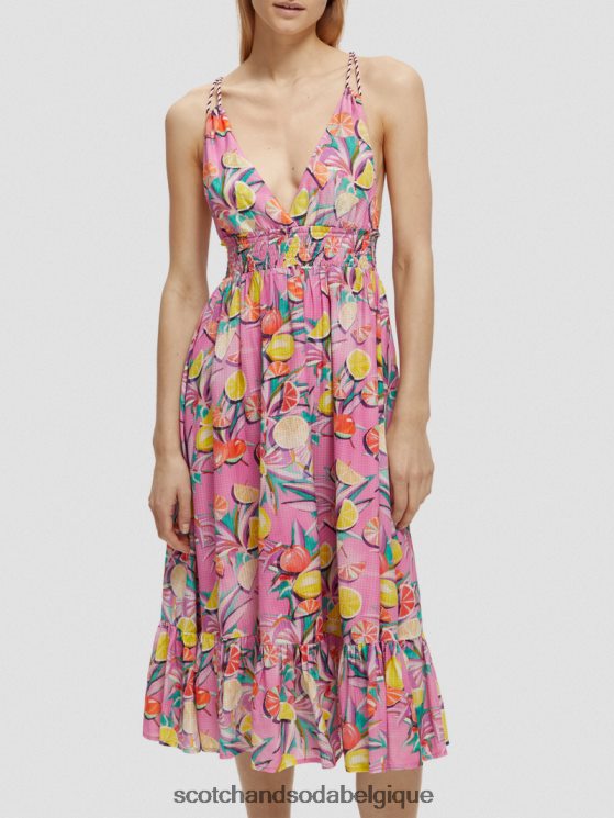 vêtements Scotch & Soda robe mi-longue à smocks- Scotch and Soda Liﾨﾨge orchidée de courge aux agrumes 6BZRBF33