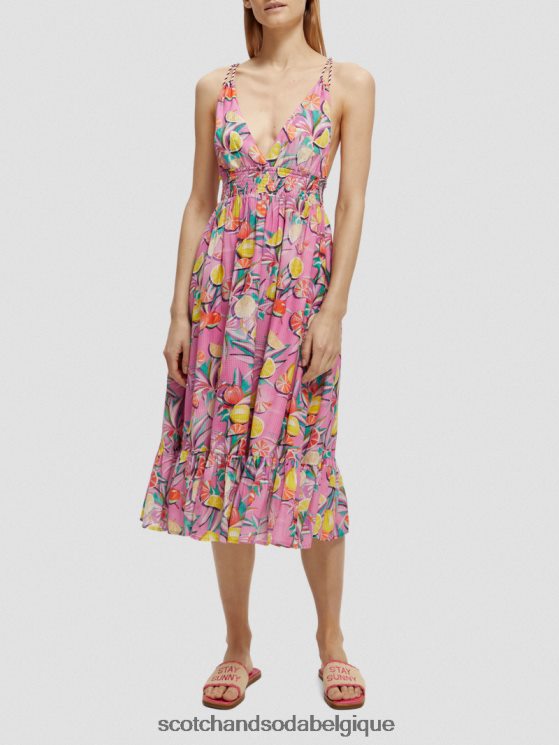 vêtements Scotch & Soda robe mi-longue à smocks- Scotch and Soda Liﾨﾨge orchidée de courge aux agrumes 6BZRBF33