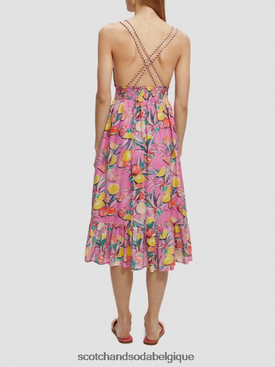 vêtements Scotch & Soda robe mi-longue à smocks- Scotch and Soda Liﾨﾨge orchidée de courge aux agrumes 6BZRBF33