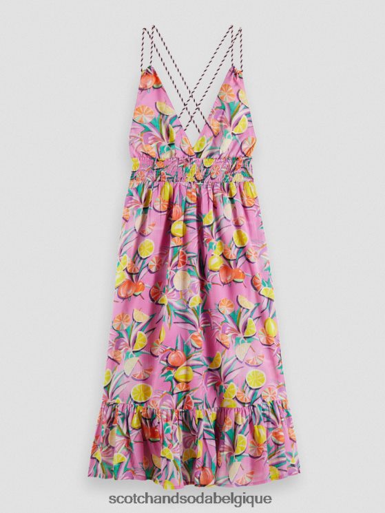 vêtements Scotch & Soda robe mi-longue à smocks- Scotch and Soda Liﾨﾨge orchidée de courge aux agrumes 6BZRBF33