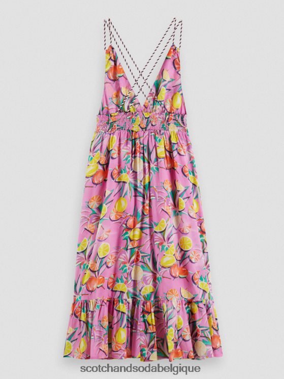 vêtements Scotch & Soda robe mi-longue à smocks- Scotch and Soda Liﾨﾨge orchidée de courge aux agrumes 6BZRBF33