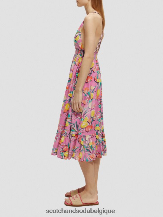 vêtements Scotch & Soda robe mi-longue à smocks- Scotch and Soda Liﾨﾨge orchidée de courge aux agrumes 6BZRBF33