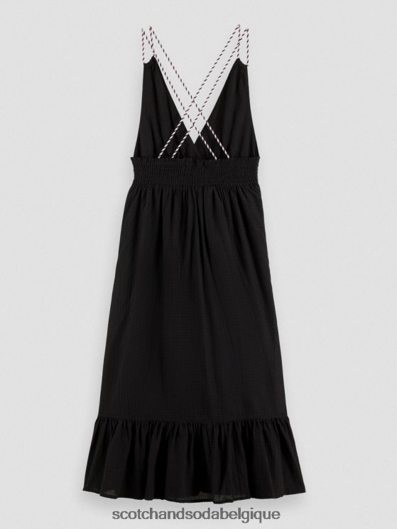 vêtements Scotch & Soda robe mi-longue à smocks- Scotch and Soda femme noir 6BZRBF32