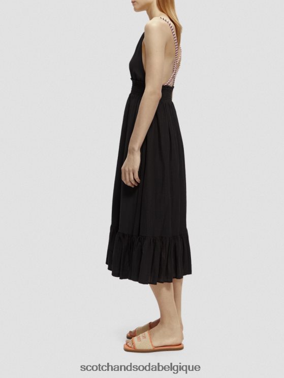 vêtements Scotch & Soda robe mi-longue à smocks- Scotch and Soda femme noir 6BZRBF32
