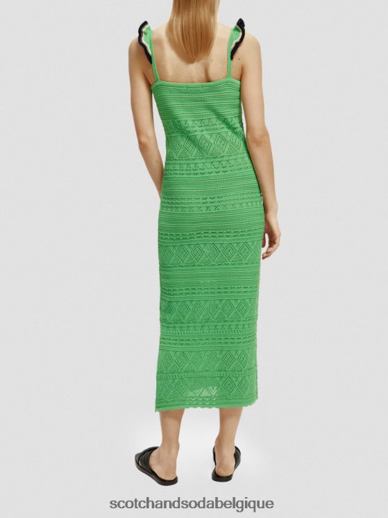 vêtements Scotch & Soda robe midi à col V en maille pointelle- Scotch and Soda Namur perruche brillante 6BZRBF4