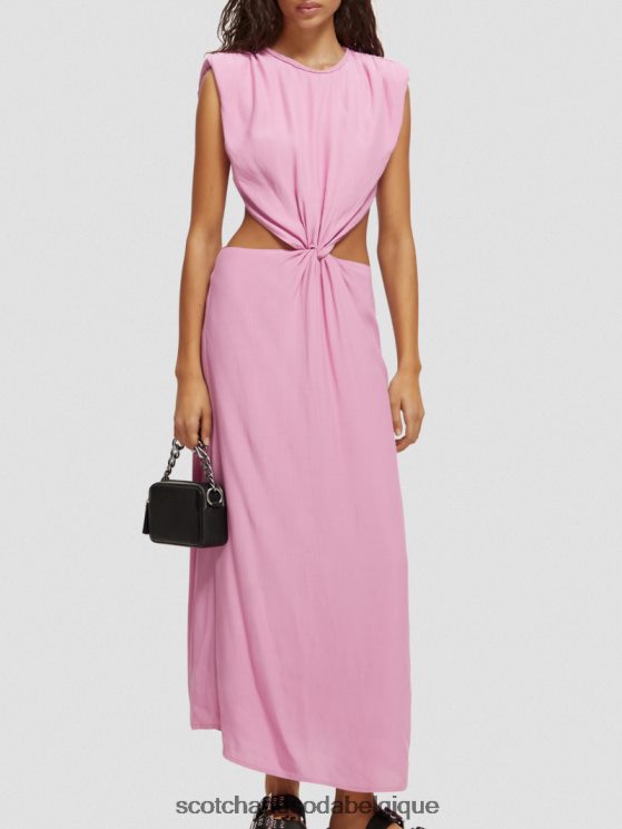 vêtements Scotch & Soda robe midi découpée- Scotch and Soda shop near me orchidée rose 6BZRBF9
