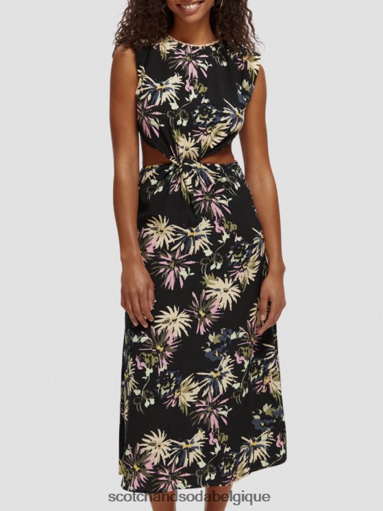 vêtements Scotch & Soda robe midi découpée- Scotch and Soda shop online aster noir 6BZRBF8