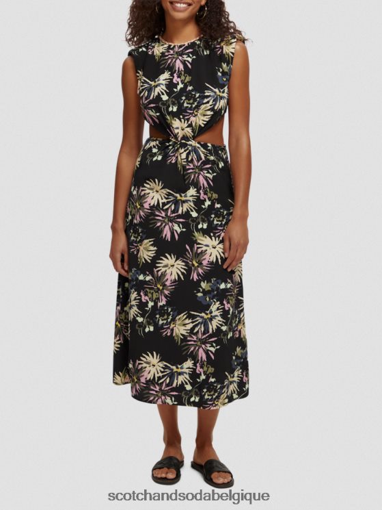 vêtements Scotch & Soda robe midi découpée- Scotch and Soda shop online aster noir 6BZRBF8