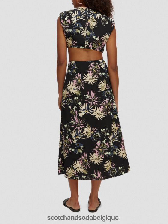 vêtements Scotch & Soda robe midi découpée- Scotch and Soda shop online aster noir 6BZRBF8