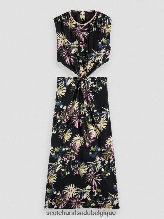 vêtements Scotch & Soda robe midi découpée- Scotch and Soda shop online aster noir 6BZRBF8