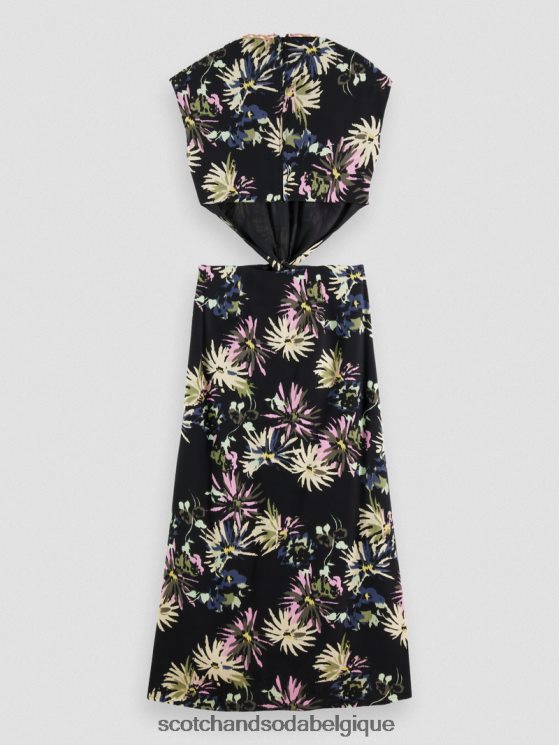 vêtements Scotch & Soda robe midi découpée- Scotch and Soda shop online aster noir 6BZRBF8