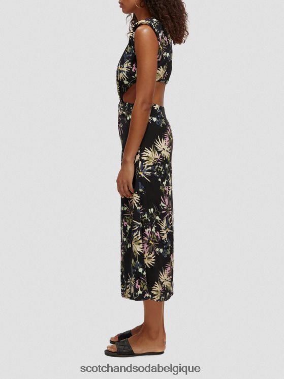 vêtements Scotch & Soda robe midi découpée- Scotch and Soda shop online aster noir 6BZRBF8