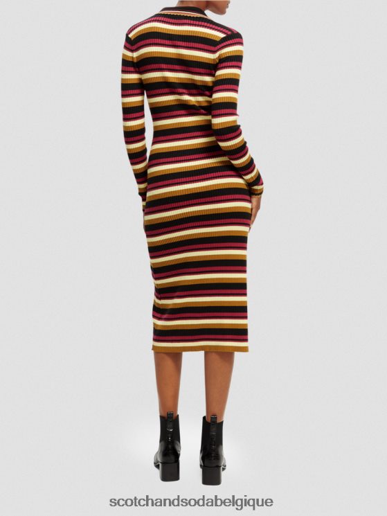 vêtements Scotch & Soda robe midi polo en maille côtelée à manches longues- Scotch and Soda Namur noir 6BZRBF13