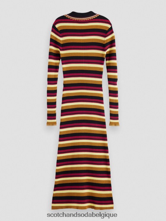 vêtements Scotch & Soda robe midi polo en maille côtelée à manches longues- Scotch and Soda Namur noir 6BZRBF13