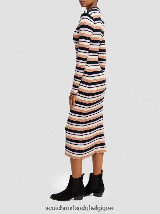 vêtements Scotch & Soda robe midi polo en maille côtelée à manches longues- Scotch and Soda femme marine 6BZRBF14