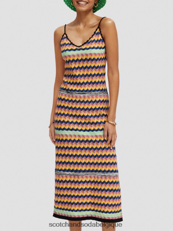 vêtements Scotch & Soda robe midi à rayures en maille- Scotch and Soda femme multi-rayures 6BZRBF5