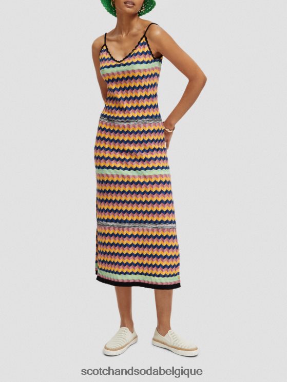 vêtements Scotch & Soda robe midi à rayures en maille- Scotch and Soda femme multi-rayures 6BZRBF5