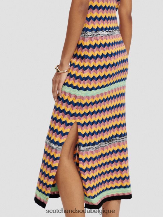 vêtements Scotch & Soda robe midi à rayures en maille- Scotch and Soda femme multi-rayures 6BZRBF5