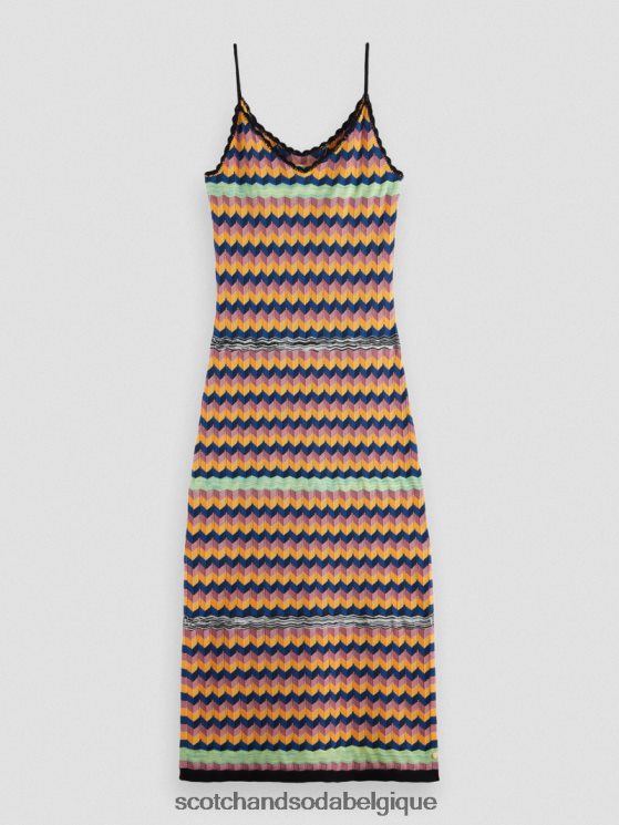 vêtements Scotch & Soda robe midi à rayures en maille- Scotch and Soda femme multi-rayures 6BZRBF5