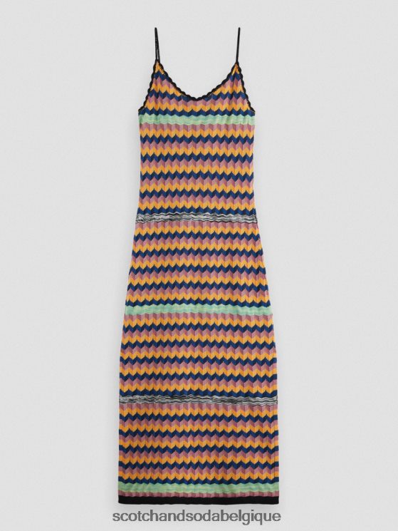 vêtements Scotch & Soda robe midi à rayures en maille- Scotch and Soda femme multi-rayures 6BZRBF5
