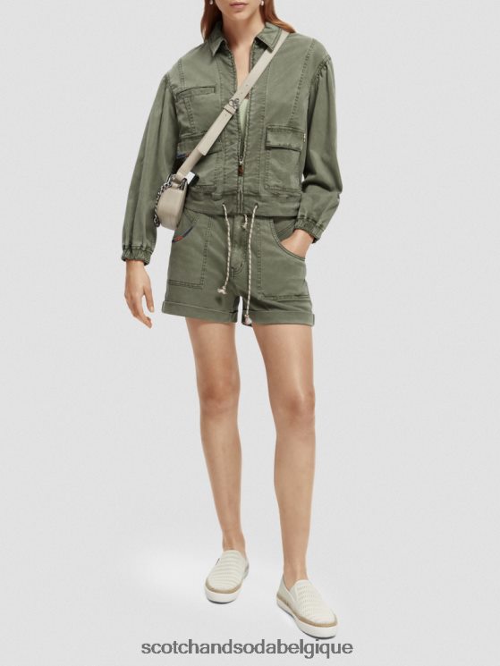 vêtements Scotch & Soda short chino teint en pièce- Scotch and Soda femme vert olive 6BZRBF248