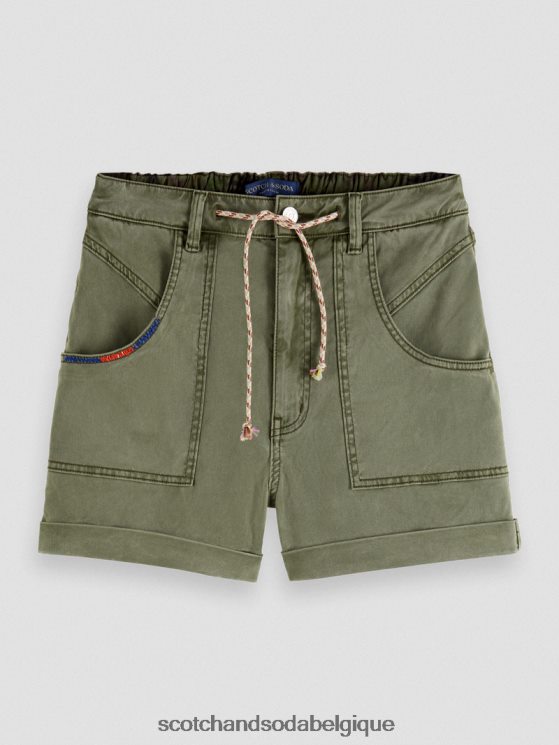 vêtements Scotch & Soda short chino teint en pièce- Scotch and Soda femme vert olive 6BZRBF248