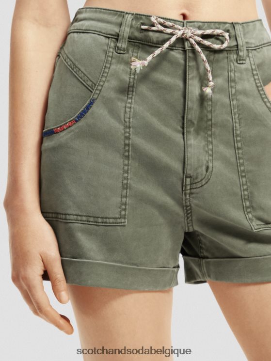 vêtements Scotch & Soda short chino teint en pièce- Scotch and Soda femme vert olive 6BZRBF248