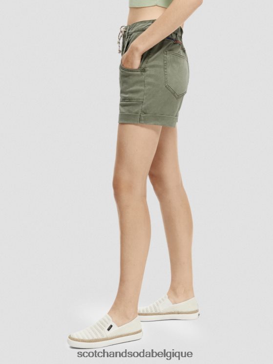 vêtements Scotch & Soda short chino teint en pièce- Scotch and Soda femme vert olive 6BZRBF248