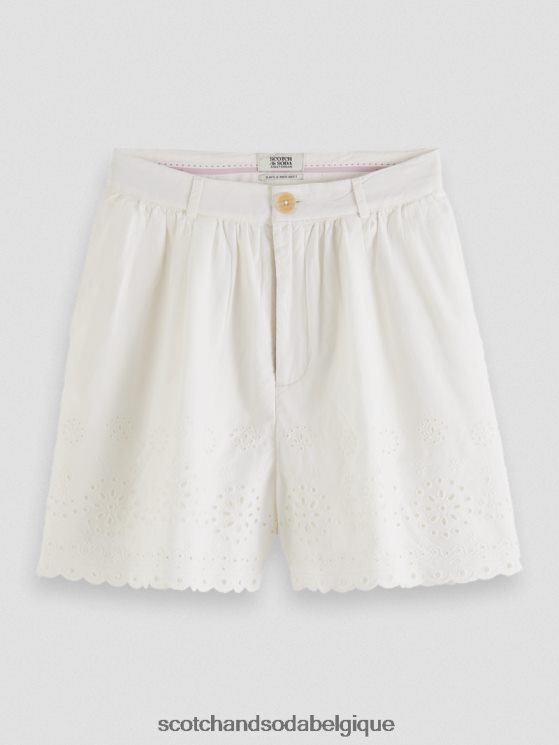 vêtements Scotch & Soda short en broderie anglaise en coton biologique- Scotch and Soda shop online vanille blanche 6BZRBF242