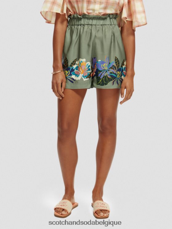 vêtements Scotch & Soda short imprimé taille haute élastiqué- Scotch and Soda Liﾨﾨge tennis vert 6BZRBF240