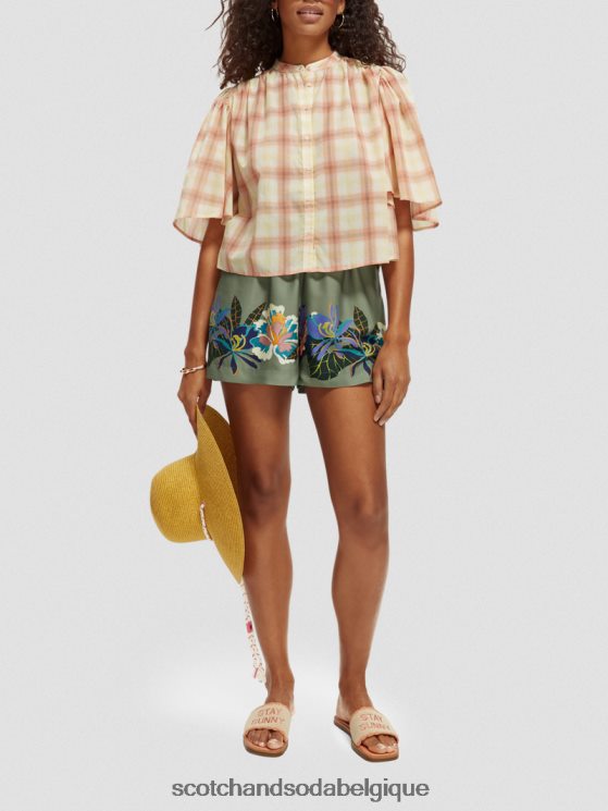 vêtements Scotch & Soda short imprimé taille haute élastiqué- Scotch and Soda Liﾨﾨge tennis vert 6BZRBF240