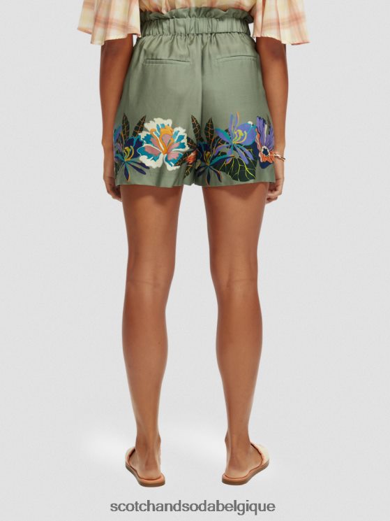 vêtements Scotch & Soda short imprimé taille haute élastiqué- Scotch and Soda Liﾨﾨge tennis vert 6BZRBF240