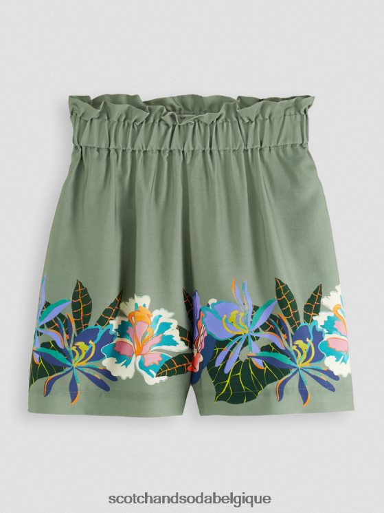vêtements Scotch & Soda short imprimé taille haute élastiqué- Scotch and Soda Liﾨﾨge tennis vert 6BZRBF240