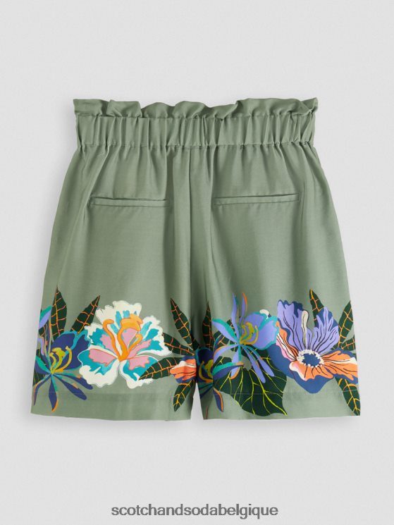 vêtements Scotch & Soda short imprimé taille haute élastiqué- Scotch and Soda Liﾨﾨge tennis vert 6BZRBF240