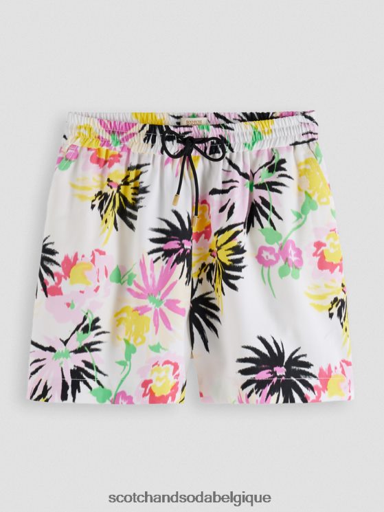 vêtements Scotch & Soda short imprimé à taille élastiquée- Scotch and Soda Belgique aster blanc 6BZRBF254