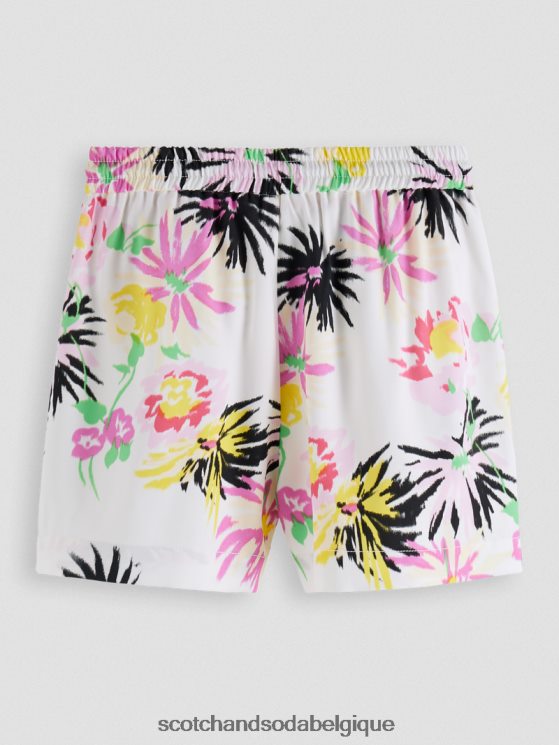 vêtements Scotch & Soda short imprimé à taille élastiquée- Scotch and Soda Belgique aster blanc 6BZRBF254