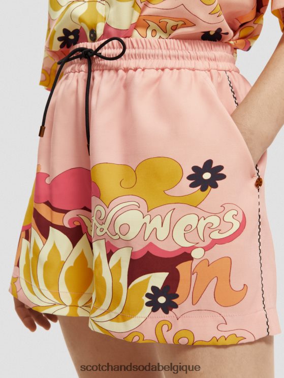 vêtements Scotch & Soda short imprimé à taille élastiquée- Scotch and Soda Bruxelles pêche rougir 6BZRBF255