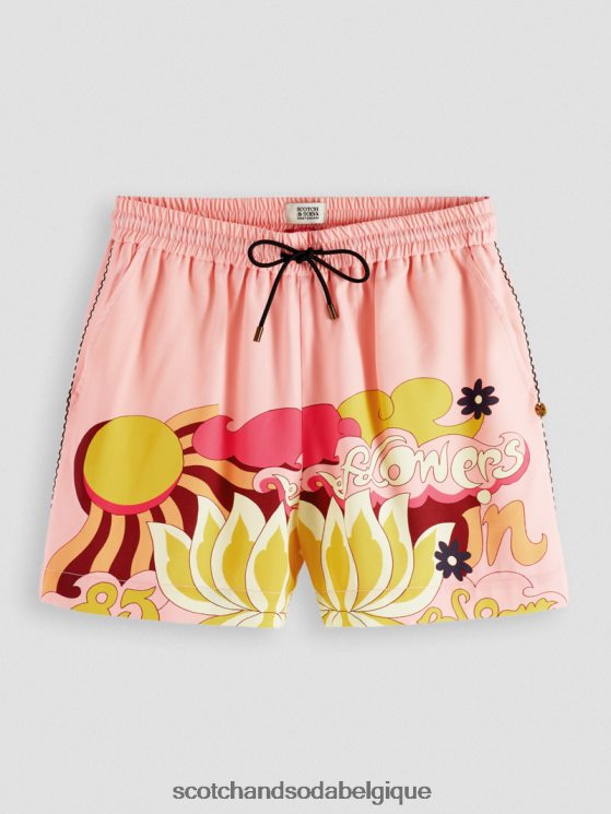 vêtements Scotch & Soda short imprimé à taille élastiquée- Scotch and Soda Bruxelles pêche rougir 6BZRBF255