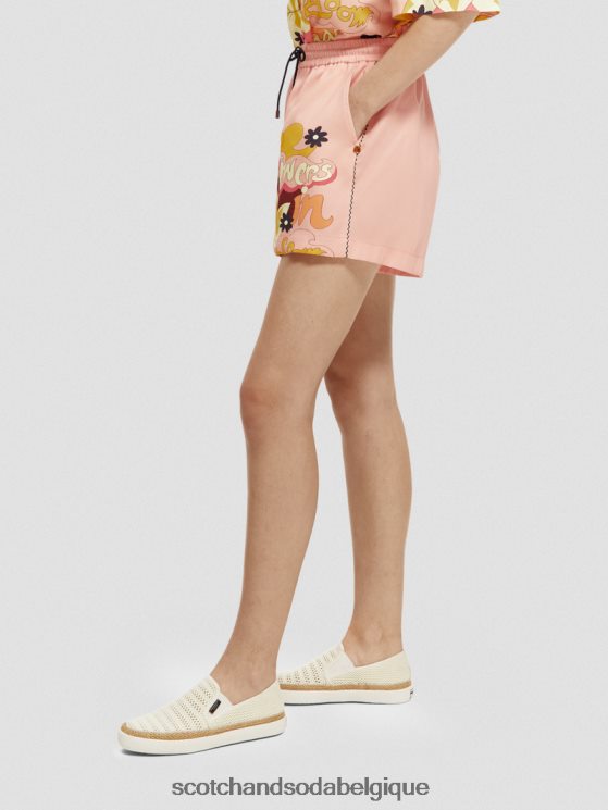 vêtements Scotch & Soda short imprimé à taille élastiquée- Scotch and Soda Bruxelles pêche rougir 6BZRBF255