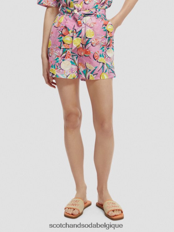 vêtements Scotch & Soda short mi-long à taille haute- Scotch and Soda Namur orchidée de courge aux agrumes 6BZRBF238